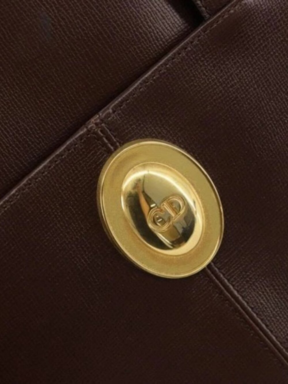 Christian Dior Hand Bag Leather Brown Gold Auth 185163 - Picture 12 of 16